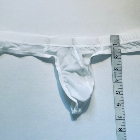 JOCKMAIL   Waist 28-31"s Nylon Blend Semi Sheer T-Back Thong - White - PouchJOC - Picture 3 of 11